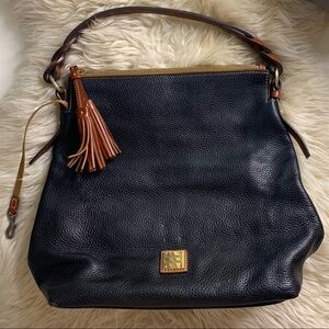 Dooney & Bourke pebble Leather Black Braided Tassel Designer Purse handbook